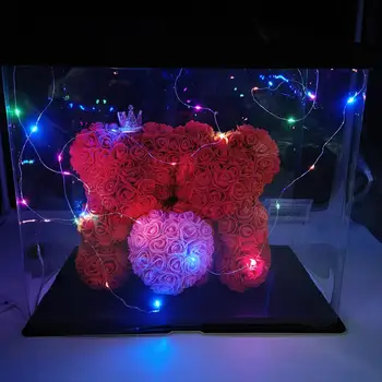 Horké! 25cm, Ruční práce Růže Teddy Bear DIY Umělé Double Nést Růže Květ Nejlepší Dárek na Valentýna, Vánoce, Svatba