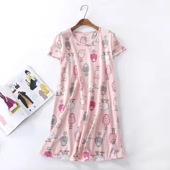 Plus Velikost Letní ženy noční košile s krátkým rukávem Roztomilý Kreslený noční košile sladké ležérní oblečení na spaní pyžamo ženy sleepdress