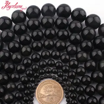 4,6,8,10,12 mm Hladké Kulaté Černé Obsidian Korálky z Přírodního Kamene Korálky Pro DIY Náhrdelník Bracelats Šperky Výrobu 15