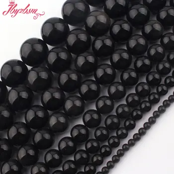4,6,8,10,12 mm Hladké Kulaté Černé Obsidian Korálky z Přírodního Kamene Korálky Pro DIY Náhrdelník Bracelats Šperky Výrobu 15