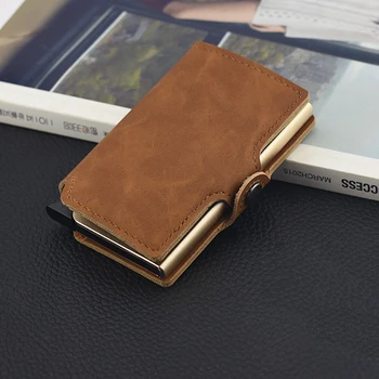Casekey Vintage Mini Hliníku Rfid Blokování Peněženky Slim Pocket Peněženka s ID Mince Kabelku Minimalistický Držitele Karty Peněženka