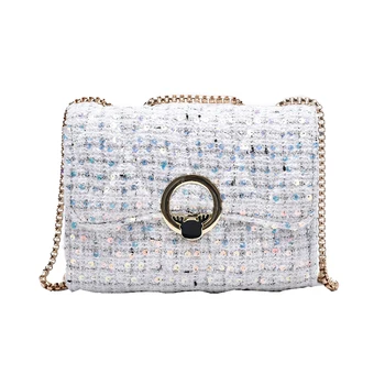 Flitry Flip Crossbody taška 2020 Letní Nové Vysoce kvalitní Vlněné tkaniny Ženy Značkové Kabelky Řetězce Rameno Messenger Bag