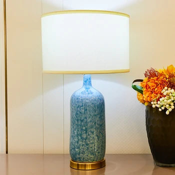 TUDA Čínský Styl Vločka Modré Keramické Stolní Lampy Pro Ložnice Noční Lampy Pro Obývací Pokoj, Led Stolní Lampy 110v 220v E27