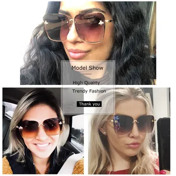 2021 Nové Oversize Jasné, Růžové sluneční Brýle pro Ženy Gradient Náměstí Včelí Sluneční Brýle Superstar Luxusní Značky Návrhář Odstíny UV400