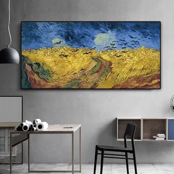 Van Gogh Pšeničné Pole Vrány Reprodukci olejomalby na Plátně, Plakáty a Tisky Impresionistické Umění Zdi Obraz pro Obývací Pokoj