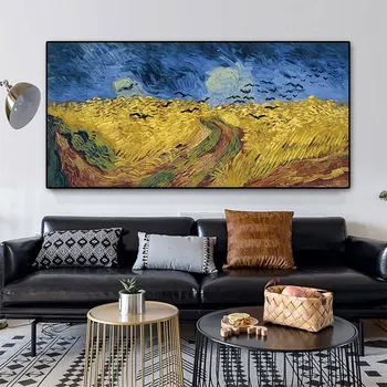 Van Gogh Pšeničné Pole Vrány Reprodukci olejomalby na Plátně, Plakáty a Tisky Impresionistické Umění Zdi Obraz pro Obývací Pokoj