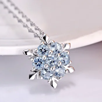 Romantické Dárky Jedinečný Elegantní Modrý Krystal Vločka Frozen Flower Přívěsky Náhrdelník Valentýn Milence Dárek Šperky