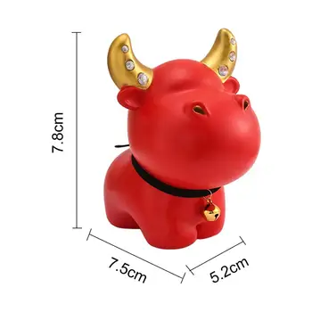 Roztomilý OX Animal Model Sochy, Figurky Pryskyřice Kráva Řemeslo Miniaturní Displej Plísní Ornament Domácí Kancelářský Stůl Dekorace