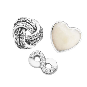 925 Sterling-Stříbra-Šperky Pro Plovoucí Medailon Přívěsek & Náhrdelník Nekonečná Láska Petites Doprava Zdarma