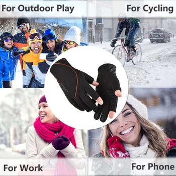 Unisex Zimní Teplé Měkké Cyklistické Rukavice Anti-slip Elastické Otevřené Prsty Psaní Pracovní Rukavice Venkovní Sportovní Lyžařské Rukavice