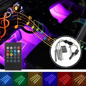 Auto Atmosféru Interiéru LED RGB Strip Světlo Dash Patře zvuk Dekorativní Nohy RGB Světlo Více LED Hudbu Strip Ovládání lig A5Y5