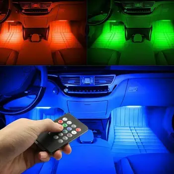 Auto Atmosféru Interiéru LED RGB Strip Světlo Dash Patře zvuk Dekorativní Nohy RGB Světlo Více LED Hudbu Strip Ovládání lig A5Y5
