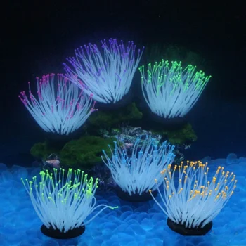 Domácí Zahrady Fish Tank Záře v Hvězdičkový Coral Dekorace noční svítící Silikonové Rostlin Světlo pro Akvárium Glowing Coral Dekorace