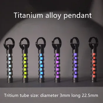 Tritium Trubice Světlo Klíčenka Slitiny Titanu Přívěsek Self-světelný Tritia Trubek 3X22.5mm