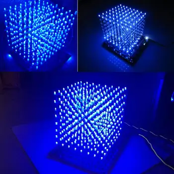 LEORY 8x8X8 512 LED DIY 3D LED Světlo Cube Kit, Wi-Fi připojení APP Ovládání Hudby Spektra LED Displej Zařízení, MP3 DAC Obvodu