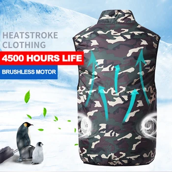 PARATAGO 2020 Letní Chladící Vesta Muži Ženy Klimatizace Kabát Smart Fan Camouflage Vesta Chlazení Oblečení PC103