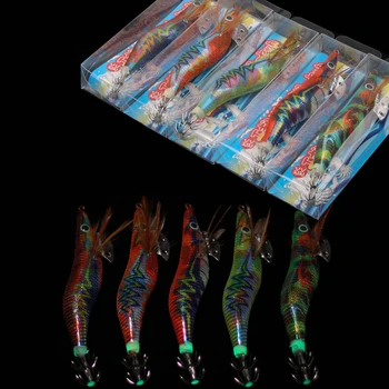 10ks Svítící Chobotnice hák návnada 12g 14,5 g Dřeva Krevety Lákat zabalenou laserové samolepky pro octupus Sépie Sázení rybářské háčky