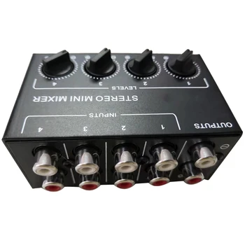 Cx400 Mini Stereo Rca 4-Kanálový Pasivní Mixer Malý Směšovač Směšovač Stereo Dávkovač pro Live a Studio