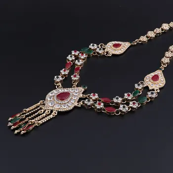 Ženy Svatební Africké Korálky Šperky Set Červená Zelená Crystal Dubaj Svatební Zlatá Barva Náhrdelník Sady Strany Indické Šperky