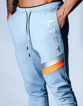 Japonsko a UK 2020 Nové NEBE MODRÝ Zip Pocket Sport Běh Mužů Běžců Kulturistické Tepláky Trackpants Tělocvičně Školení Jogging Kalhoty