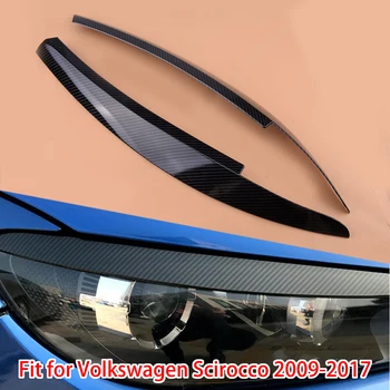 1pár Uhlíkových Vláken Styl Head Light Lampa Obočí Víčko Krytu Obložení Fit Pro VW Scirocco 2009 2010 2011 2012 2013-2017