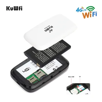 KuWFi Odemčený 4G LTE Bezdrátový Router 150Mbps Mimo Cestovní Wi-fi Router 3G/4G Mobile WiFi Hotspot, Podpora LTE FDD B1/B3/B5