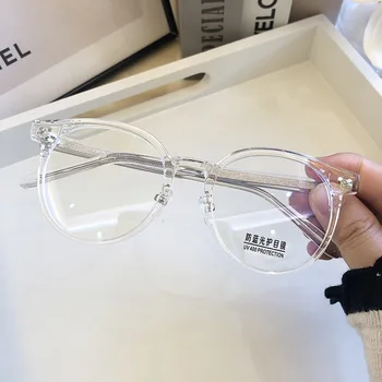 Unisex Optické Anti modré Světlo Brýle UltraLight Počítačové Brýle Módní Přenosné Kulaté Průhledné Brýle rámy Ženy Muži