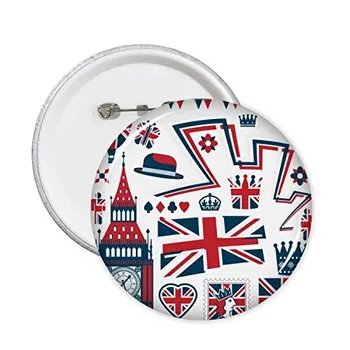 Věž Ballon Voják UK Anglie Mezník, Vlajka, Značka, Ilustrace, Vzor, Kulatý Pin Odznak Tlačítko 5ks