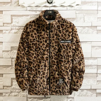 2020 Mužské Leopard bunda Kabát Muži Podzim Zimní Teplé Bundě Okouzlující Oblečení Streetwear Imitovat Kožešiny
