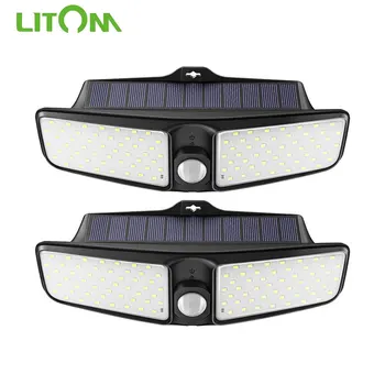 1/2/4 KS LITOM 100 LED Solární Světlo Venkovní Čidlo Pohybu Lampa IP65 Vodotěsný Bezpečnostní Sluneční světlo Bezdrátové Nástěnné Svítidlo Pro Zahradu