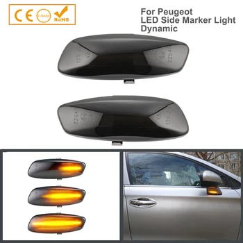 2x směrová Světla, Dynamic LED Boční obrysové Světlo Lampy pro Peugeot 207 308 3008 5008 RCZ Partner, Citroen C3 C4 C5 DS3 DS4