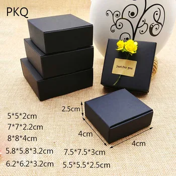 50ks/lot 20 Velikostí Černý Papír Kraft Box Drobných Dárků Balení Box Šperky Ručně vyráběné Mýdlo Box DIY Prázdné Skládací Papírové Krabice