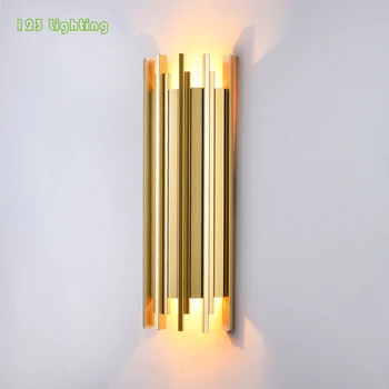 Zlaté Kovové Trubice, LED Nástěnné světlo Foyer Ložnice Salon nástěnného Svícnu Schodišťové Uličky Nástěnné Osvětlení 110-260V Loft Svítidlo Dekorace