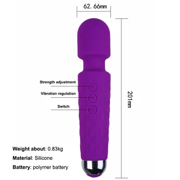 Sexuální Hračky pro Ženy, AV Vibrátor Klitoris Výkonný kouzelná hůlka Vibrátory USB Dobíjení Hračky pro ženy, Dospělé Produktu G Spot