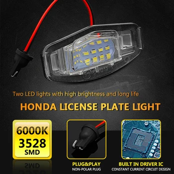 Auto LED Číslo spz, Světla Pro HONDA CIVIC MĚSTO LEGEND, ACCORD bez Chyb Bílá 6000k
