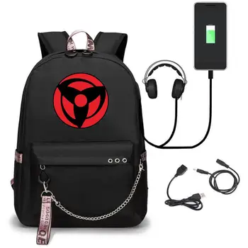 Anime Naruto USB Port Batoh Školní Tašky, Cestovní Knihy, Kluky, Dívky, Tašky, Notebook, Sluchátka, USB Port Kapacita Mochila