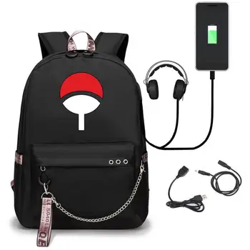 Anime Naruto USB Port Batoh Školní Tašky, Cestovní Knihy, Kluky, Dívky, Tašky, Notebook, Sluchátka, USB Port Kapacita Mochila