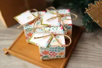 Květinové tisk candy box svatební laskavosti vánoční večírek, dárek, box 50ks/lot
