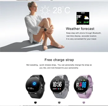 696 V11 Chytré Hodinky Krevní Tlak, Vibrace Předpověď Počasí Smartwatch Muži Ženy Fitness Náramek pro Android IOS