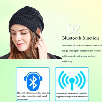 Bezdrátové Bluetooth 5.0 Sluchátka Smart Headset Sportovní Čepice Zimní Plyšové Oteplování Čepici s Mikrofon Podpora Handsfree Přehrávání Hudby