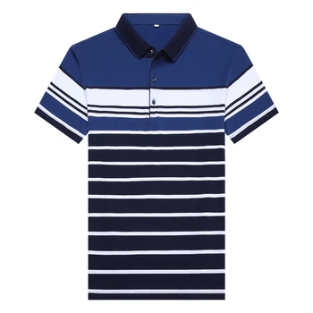 2020 Nové Polo Tričko Bavlna Muži Módní Pruhované Krátké Kalhoty Sleeve Poloshirt Letní Business Casual Tee Shirt Homme T873