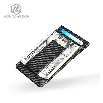 Monocarbon 2018 Nové Příjezdu Multifunkční PU Uhlíkových Vláken Vzor RFID Kreditní Karty Držitele PU Kůže Název Karty Wallet