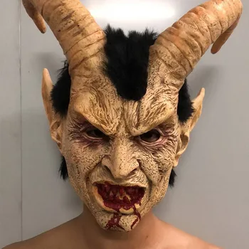 Takerlama Lucifer Cosplay Maska Démon, Ďábel Roh Latexové Masky S Krvavých Úst, Halloween, Hororový Kostým, Rekvizity