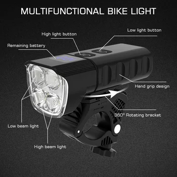 4*Kolo LED Světlo Sada Power Bank 6400mAh Kolo Světla německá Certifikace USB Nabíjecí Svítilna MTB Cyklistika Světlomet