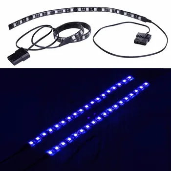 Modrá/UV Magnetické Molex 2X LED pásek pro PC Pouzdro Sada Osvětlení LED Počítači Osvětlení led Světla Strip (30cm、18 led)