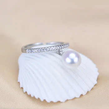 SHDIYAYUN 2020 Jemný Perlový Prsten 925 Sterling Silver Šperky Pro Ženy Zirkon Prsteny Drop Tvar Přírodní Sladkovodní Pearl Dárek