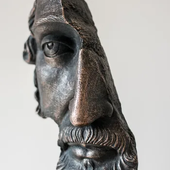 Pryskyřice Polovinu Tváře Sochy Abstraktní Sošky Freud Tvář Prometheus Maska na Obličej Sochy pro Kanceláře, Domácí Dekorace Vintage