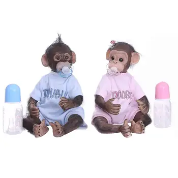 Monkey Baby Doll 40cm Hand-made Měkké Silikonové Simulace Panenka Hračky na Nový Rok Vánoční Dekorace Dárek Reborn Panenka