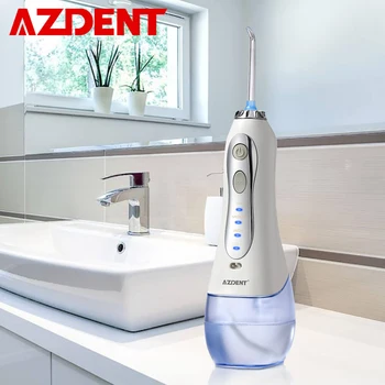 AZDENT 3 Režimy Bezdrátový Ústní Irigátor Přenosné Vodní Zubní Pastu USB Dobíjecí proud Vody Zubní Nit Pick 5 Jet Tip 300 ml