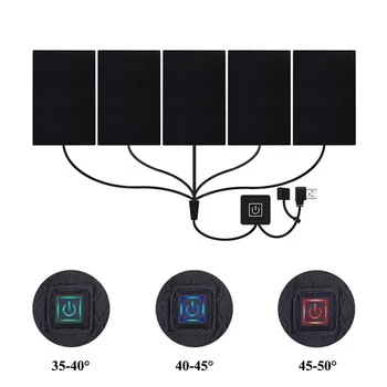 2019 8-v-1 Vytápění Pad USB Nabitá Látka Teplota Nastavitelná Elektrické Teplejší Pad Pro Vesta Bunda Kontrolu Třetí stupeň, Venkovní
